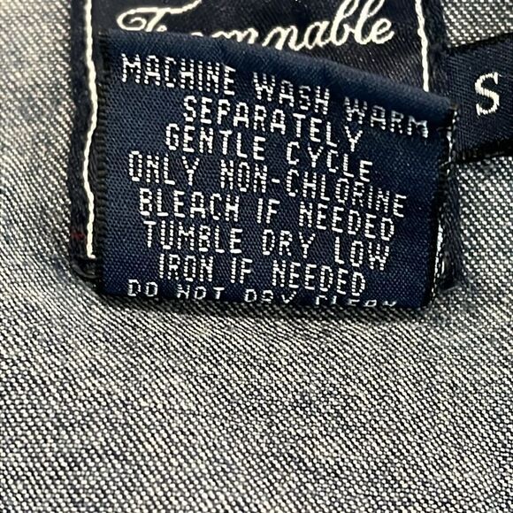 Faconnable Jean Jacket Y2K Fitted Stretch Denim Distressed Vintage Wash Size S - Picture 10 of 14